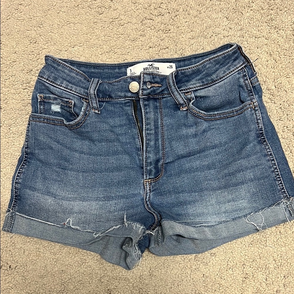 Hollister Blue Jean Shorts High-Waisted Cuffed